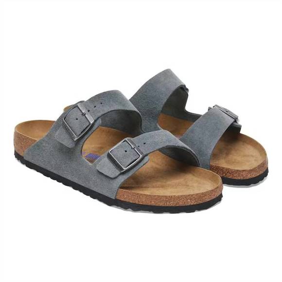 NEW BIRKENSTOCK men's arizona soft footbed sandal in basalt grey